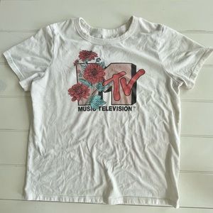 MTV Music Flower Womens T-Shirt Size M Graphic Print Vintage Style